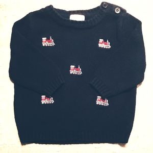 Talbots Kids navy blue sweater with trains